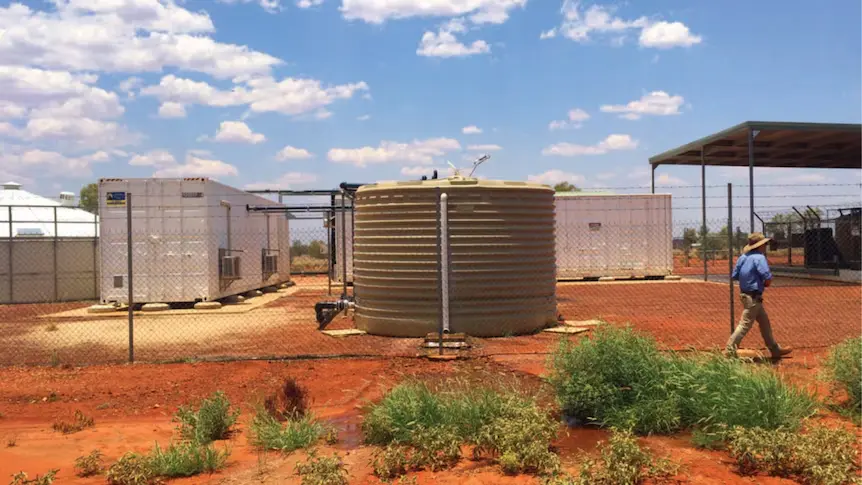 Water tanks and treatment units at a remote Western Australian community